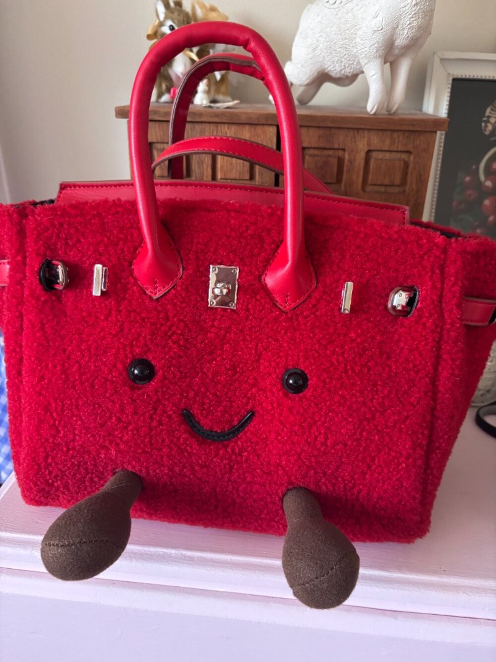 Jellykin Tomato Red Boucle Midi (10 Inch) Bag - Picture 4 of 11